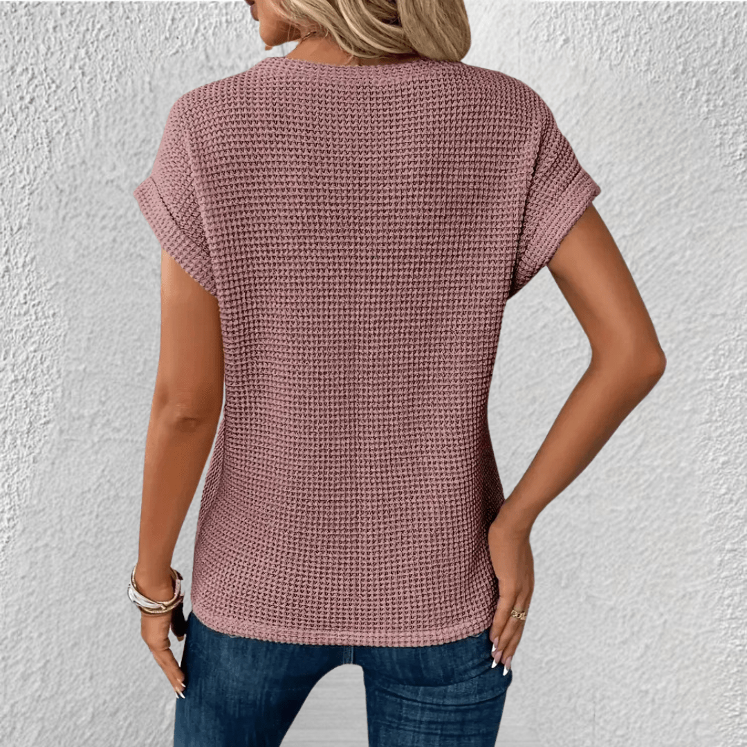 Amber Twist Front Waffle Knit Top