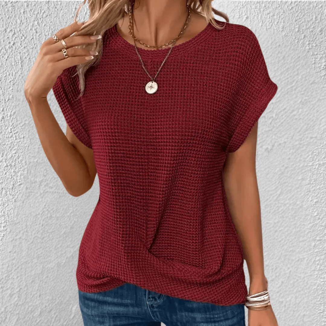 Amber Twist Front Waffle Knit Top