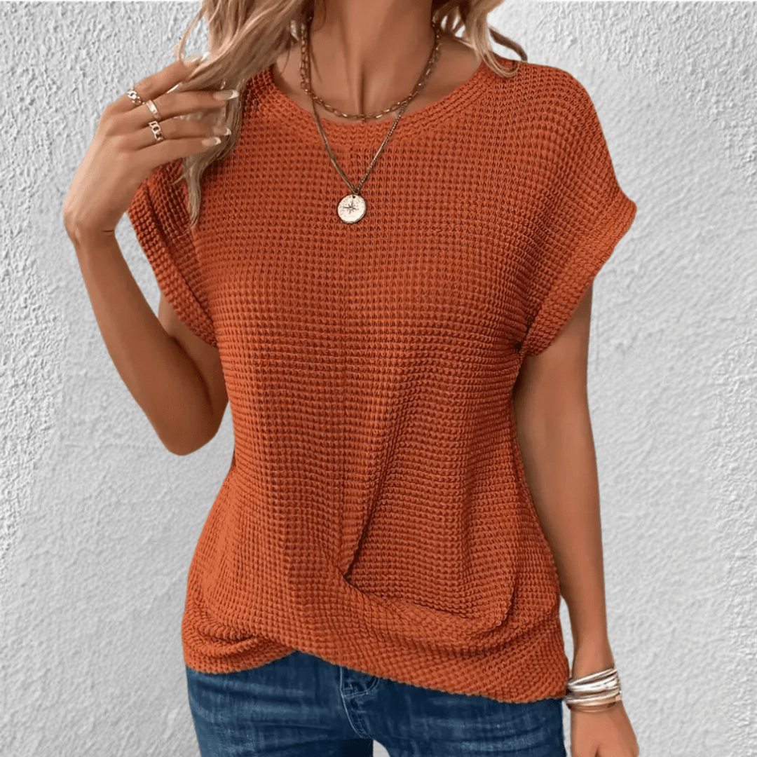 Amber Twist Front Waffle Knit Top