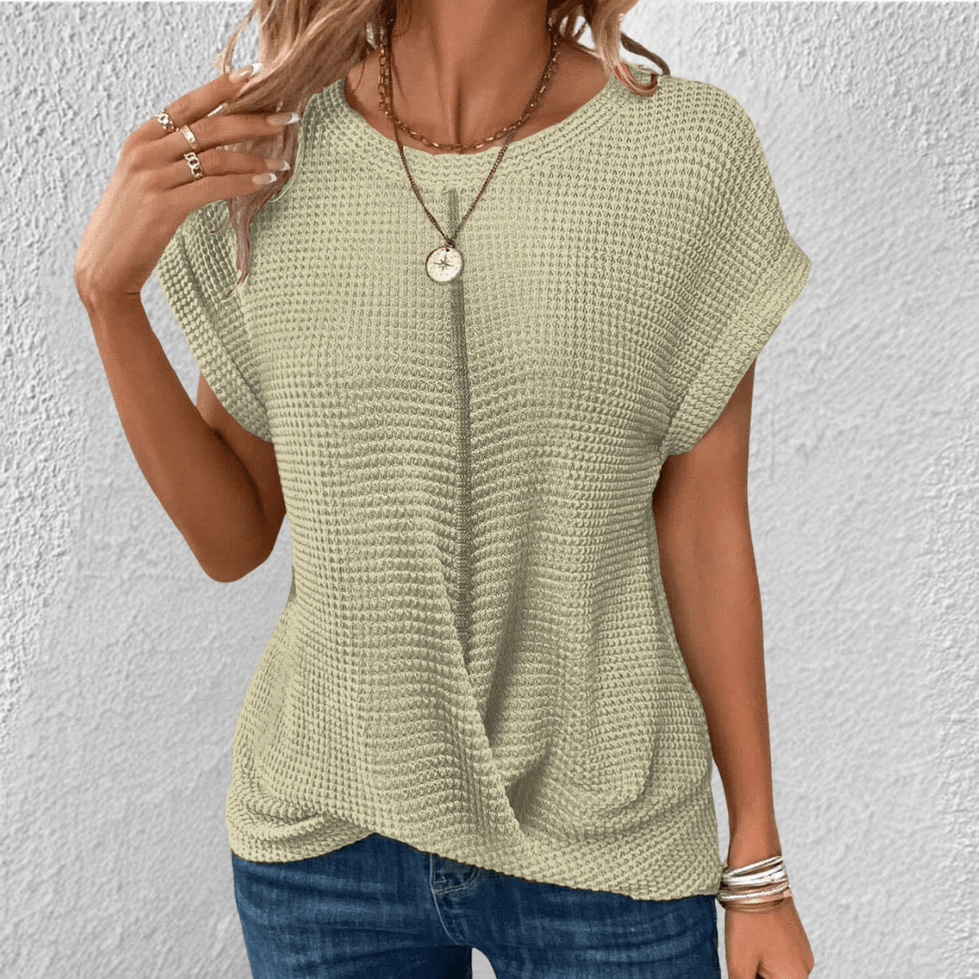 Amber Twist Front Waffle Knit Top