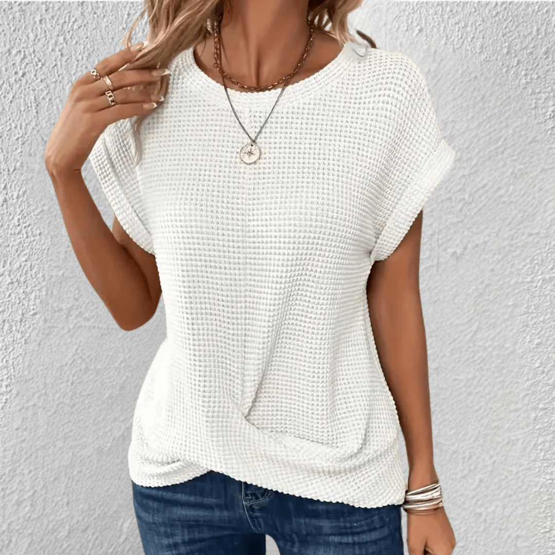 Amber Twist Front Waffle Knit Top