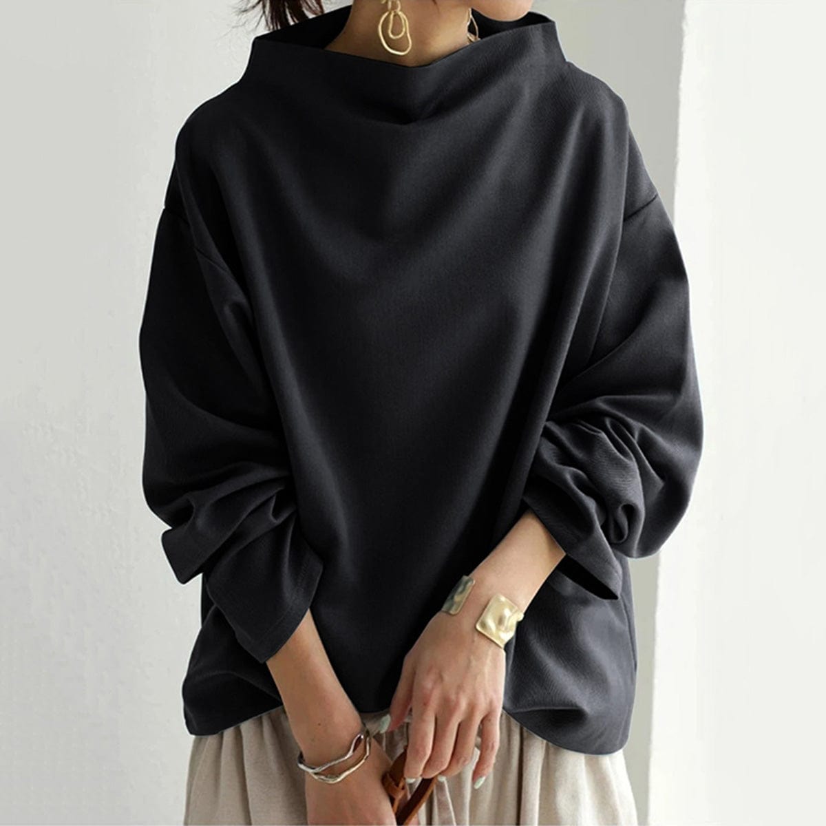 Angela Oversized Funnel Neck Top