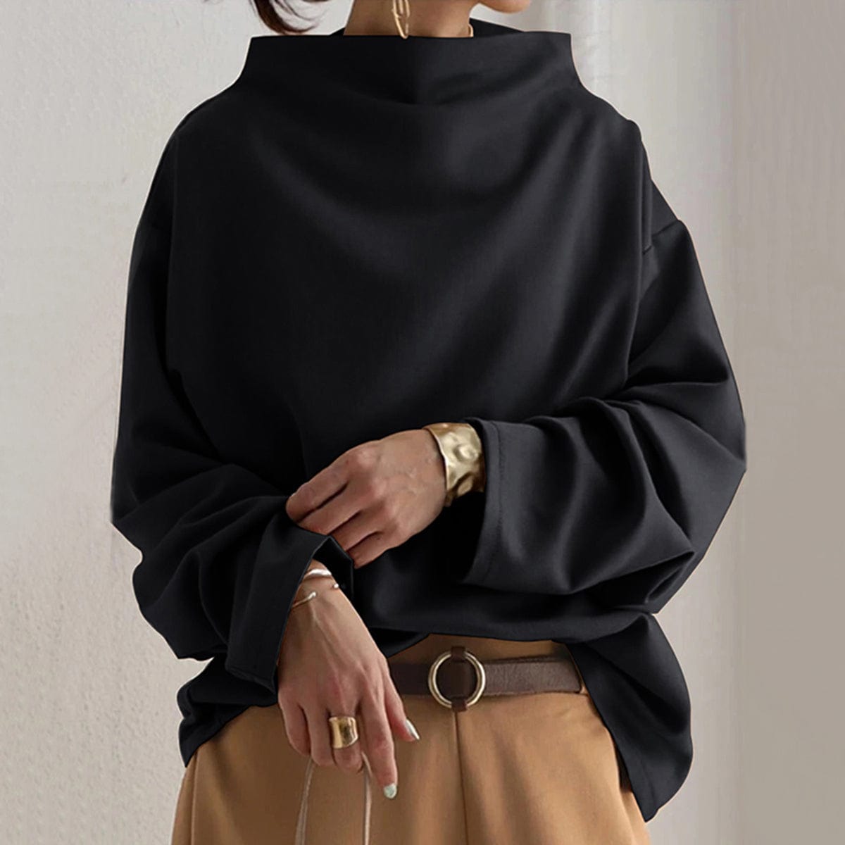 Angela Oversized Funnel Neck Top