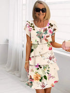 Mia Ruffled Floral Pleated Dress