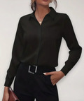Spring Office Button-Front Blouse