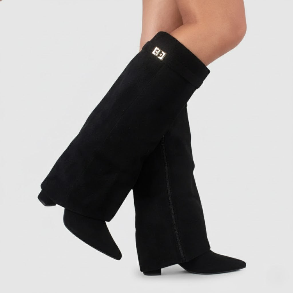 Connor Women’s Leather Thigh-High Boots with Buckle