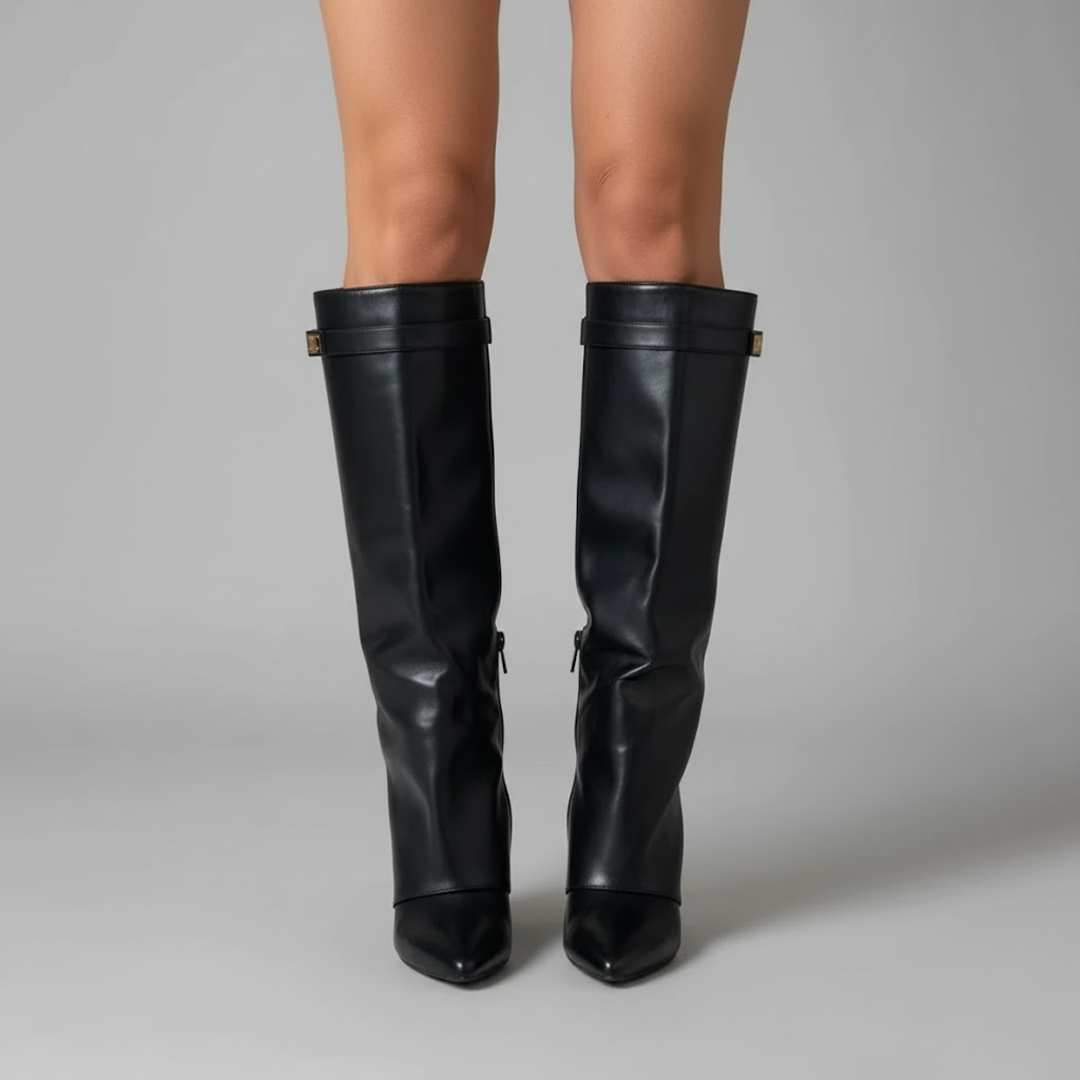 Connor Women’s Leather Thigh-High Boots with Buckle