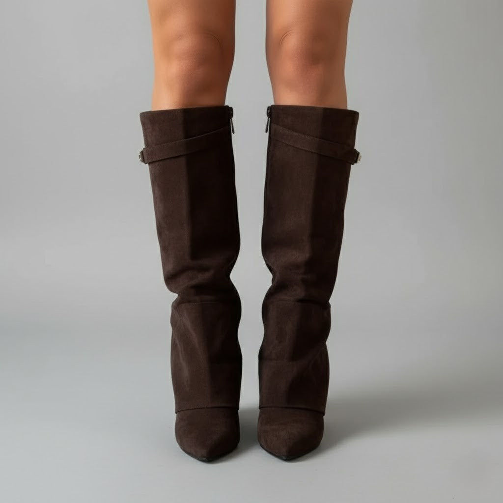 Connor Women’s Leather Thigh-High Boots with Buckle