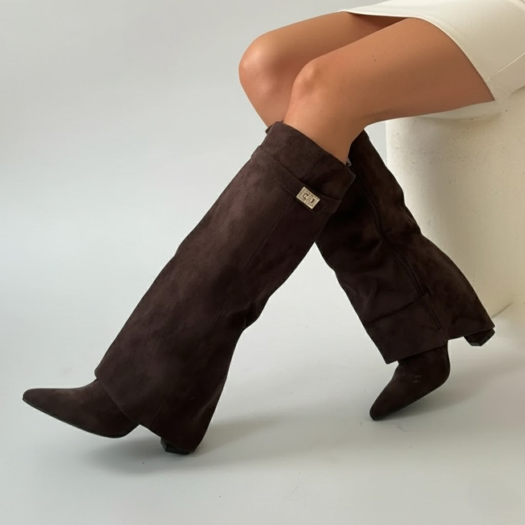 Connor Women’s Leather Thigh-High Boots with Buckle