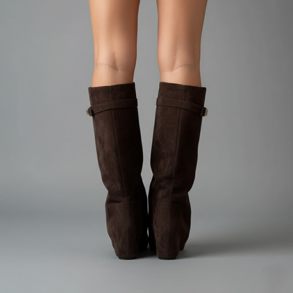 Connor Women’s Leather Thigh-High Boots with Buckle
