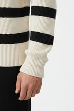 Men's Striped Half Zip Sweater – Ribbed Knit Pullover