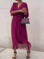 Whitney Elegant Soft V-Neck Silk Dress