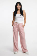 Sora Sporty Wide-Leg Drawstring Trousers – Side Stripe