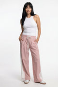 Sora Sporty Wide-Leg Drawstring Trousers – Side Stripe