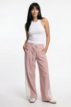 Sora Sporty Wide-Leg Drawstring Trousers – Side Stripe