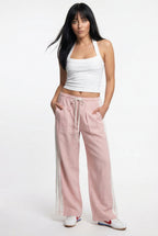 Sora Sporty Wide-Leg Drawstring Trousers – Side Stripe