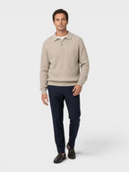 Men's Ribbed Knit Polo Sweater – Long Sleeve