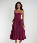 Odette Corset Cocktail Midi Dress