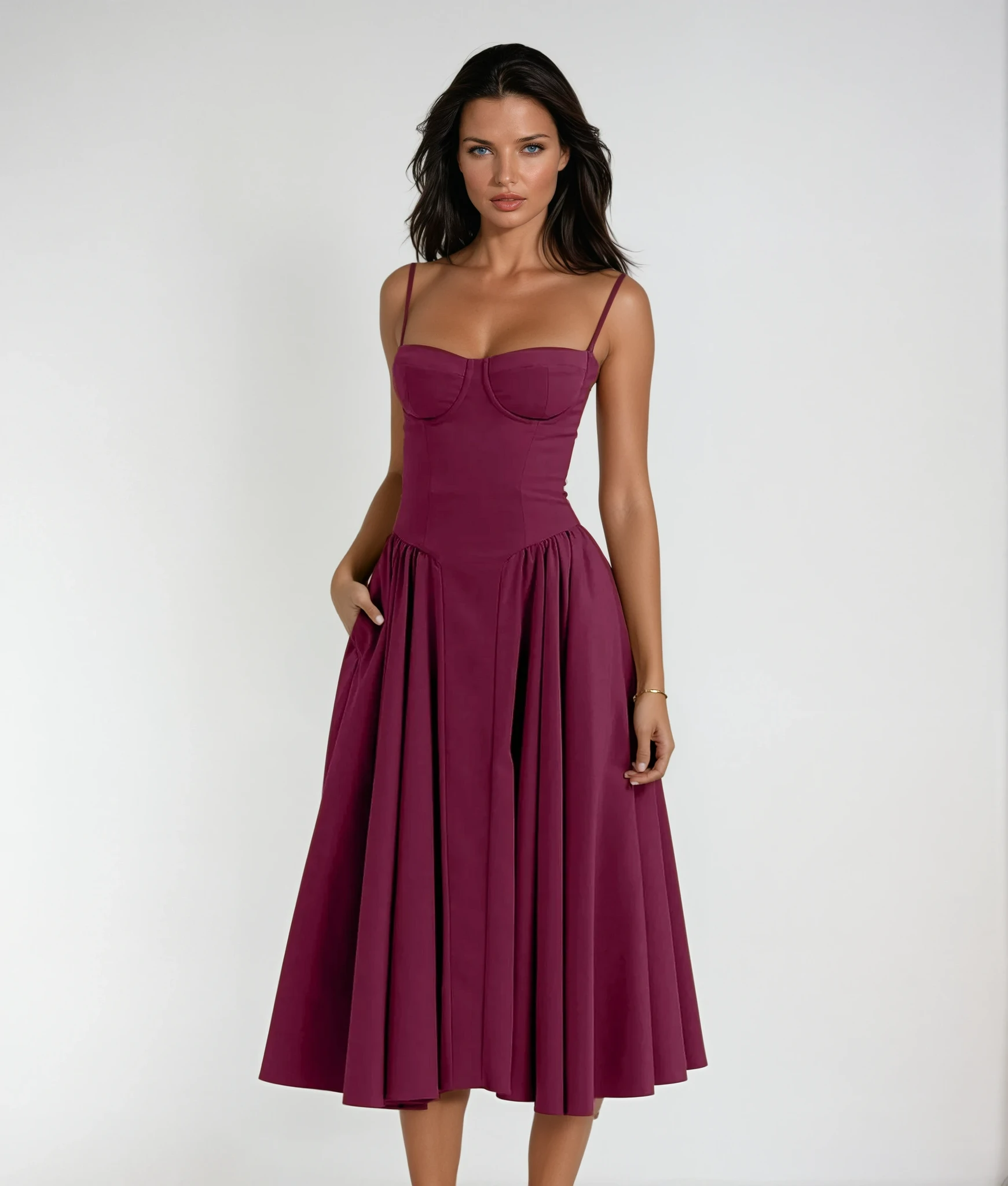 Odette Corset Cocktail Midi Dress