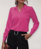 Spring Office Button-Front Blouse