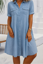 Jennifer Lightweight Denim-Look Dress
