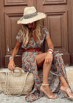Justine Airy Boho Maxi Dress with Belt