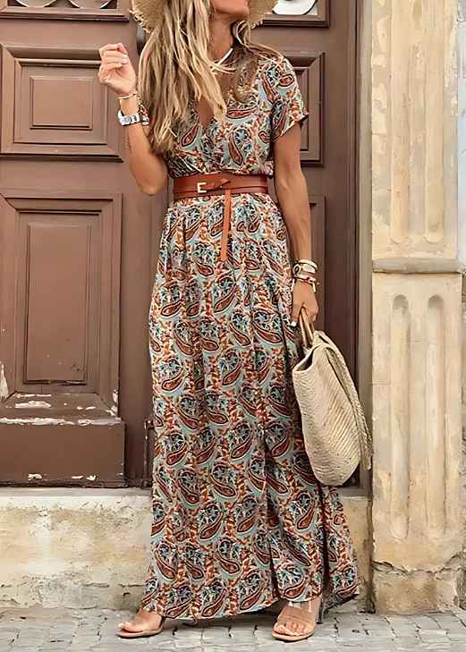 Justine Airy Boho Maxi Dress with Belt