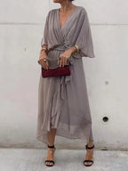 Whitney Elegant Soft V-Neck Silk Dress