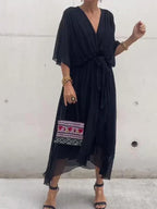 Whitney Elegant Soft V-Neck Silk Dress