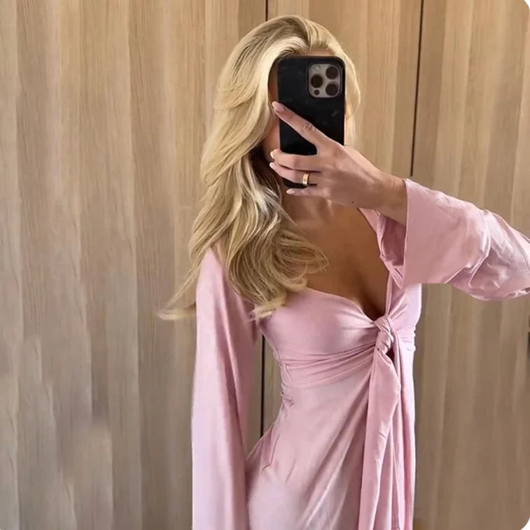 Mae Tie Front Long Sleeve Top