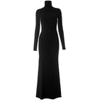 Black Turtleneck Long-Sleeve Maxi Dress