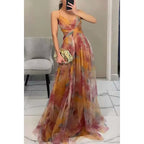 Floral Chiffon Evening Maxi Dress