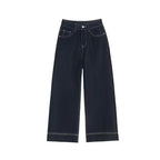 Contrast Stitch Wide Leg Denim Jeans