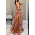 Floral Chiffon Evening Maxi Dress