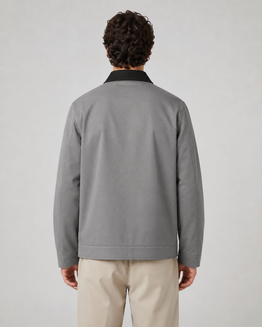 Men's Contrast Collar Barn Jacket Zip Front Workwear
