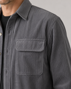 Men's Corduroy Overshirt - Cotton Button-Up Shirt Jacket