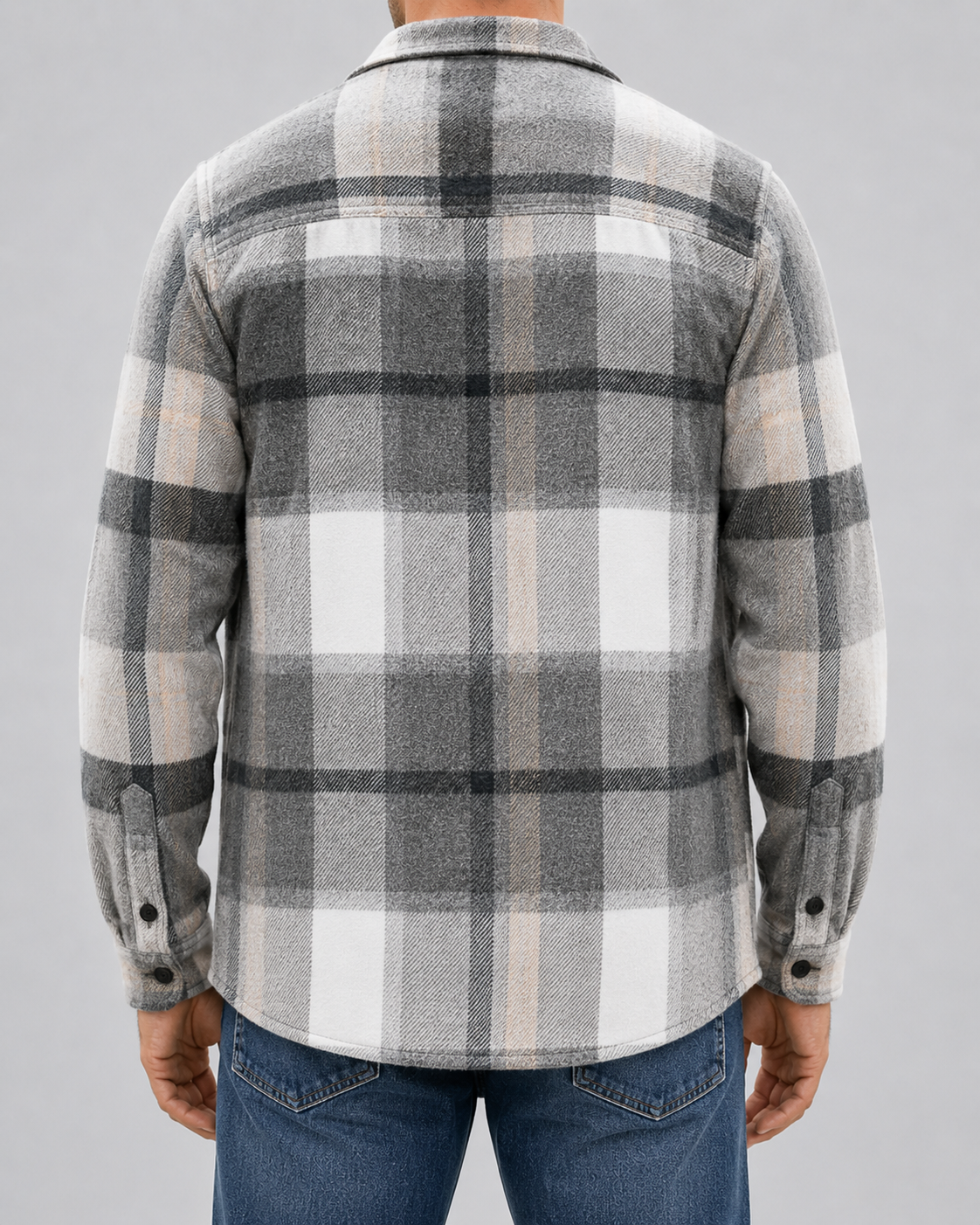 Men's Plaid Flannel Overshirt - Warm Brushed Check Shirt Jacket