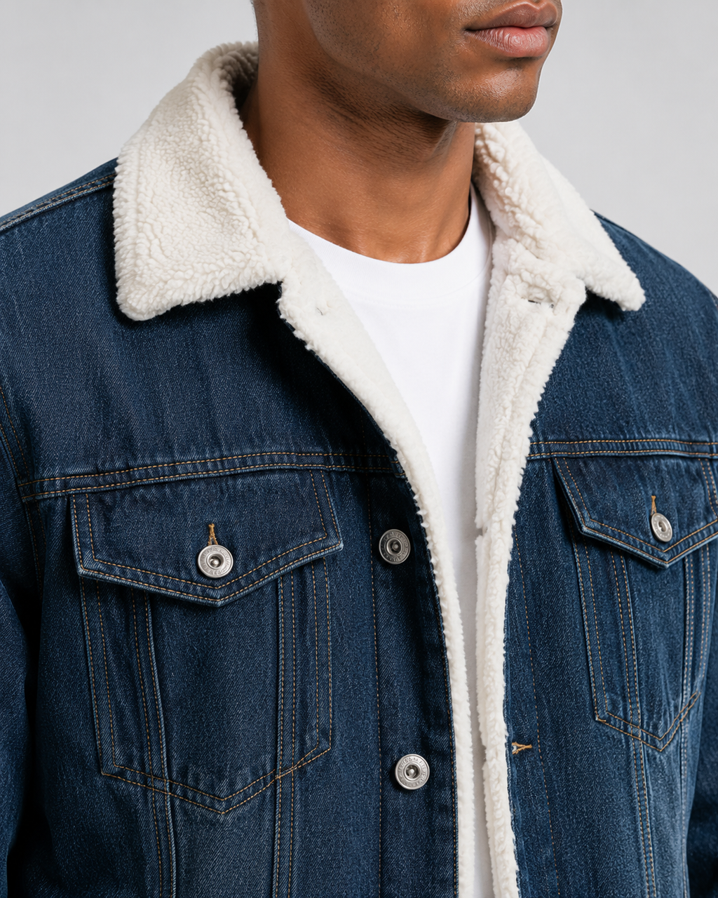 Men's Sherpa Lined Denim Trucker Jacket