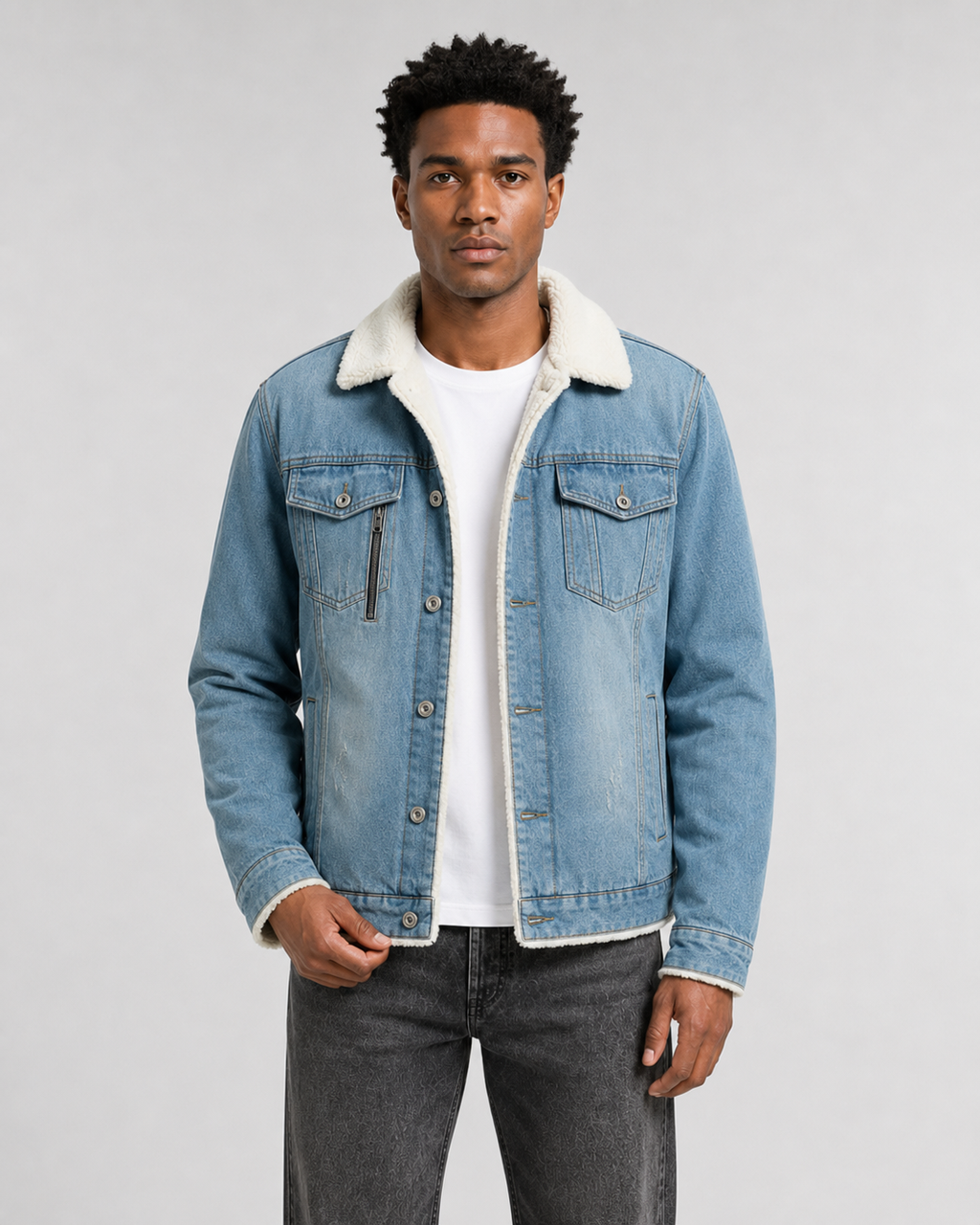 Men's Sherpa Lined Denim Trucker Jacket
