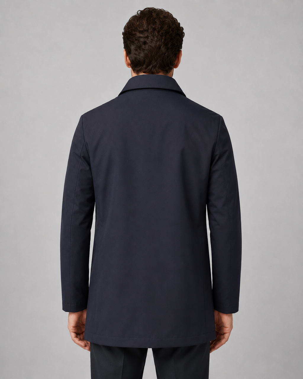 Men's Button-Up Mac Coat with Point Collar
