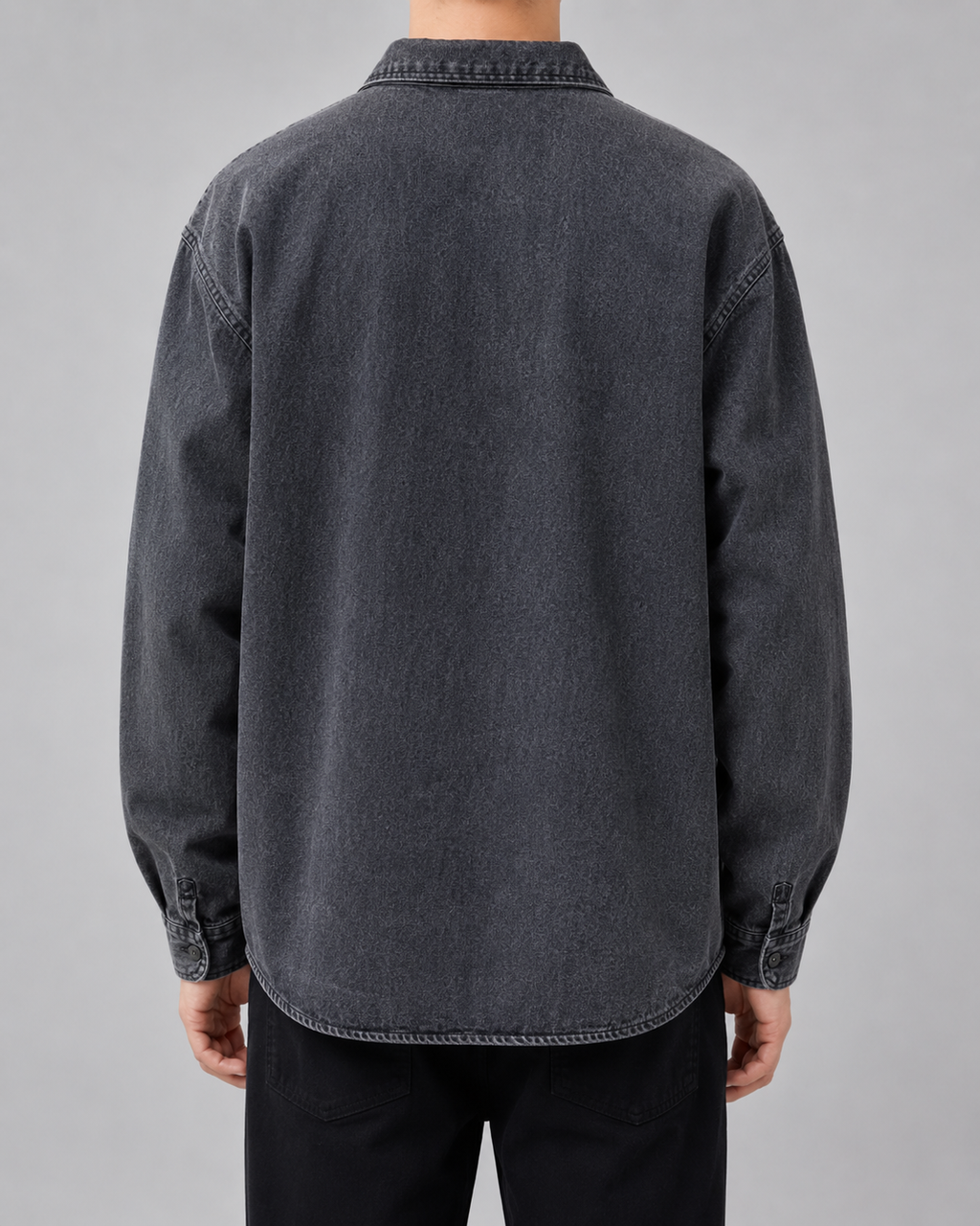 Men's Washed Denim Overshirt - Relaxed Fit Cotton Shirt Jacket