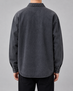Men's Washed Denim Overshirt - Relaxed Fit Cotton Shirt Jacket