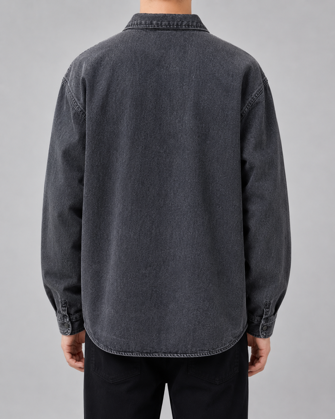 Men's Washed Denim Overshirt - Relaxed Fit Cotton Shirt Jacket