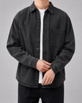 Men's Washed Denim Overshirt - Relaxed Fit Cotton Shirt Jacket