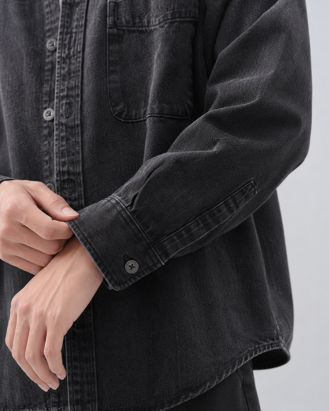 Men's Washed Denim Overshirt - Relaxed Fit Cotton Shirt Jacket