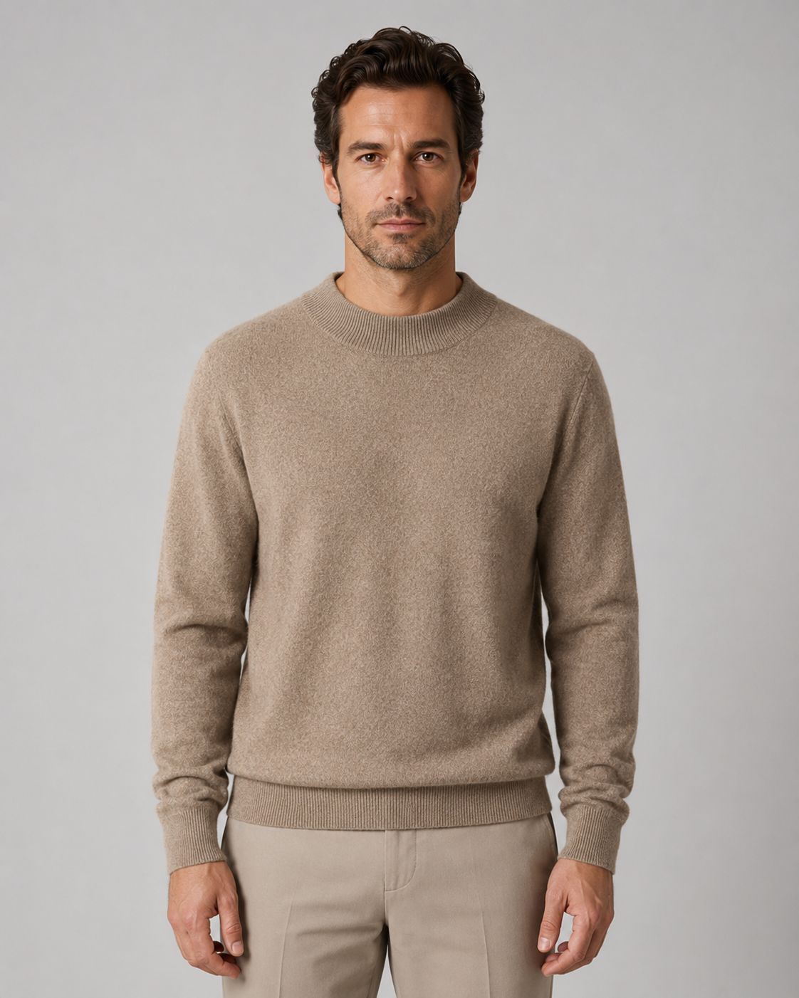 Men's Wool Crew Neck Sweater Lightweight Fine Knit Classic