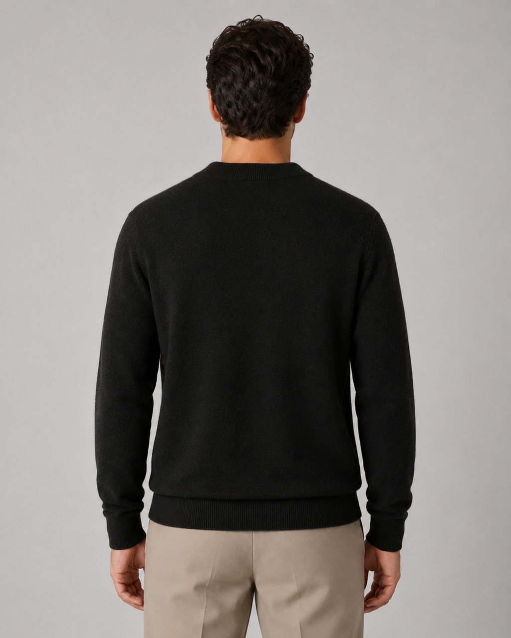 Men's Wool Crew Neck Sweater Lightweight Fine Knit Classic