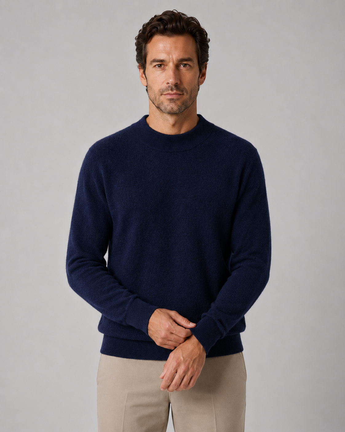 Men's Wool Crew Neck Sweater Lightweight Fine Knit Classic