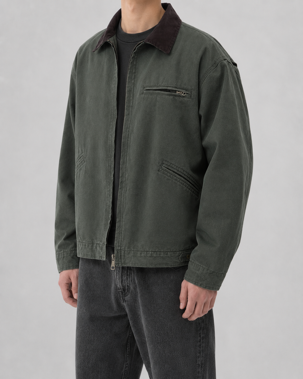 Men's Barn Jacket - Cotton Canvas Corduroy Collar