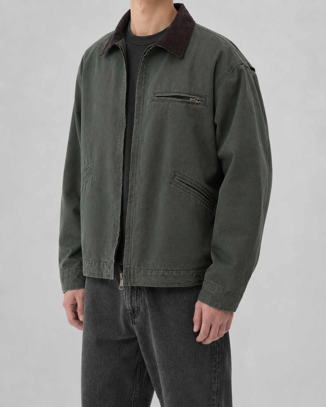Men's Barn Jacket - Cotton Canvas Corduroy Collar